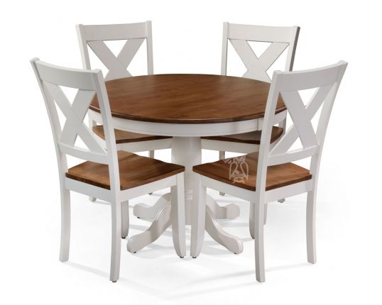Solid Parawood Pacifica Round Kitchen, Round Kitchen Table Four Chairs