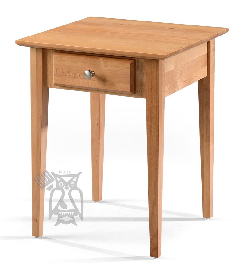 Hoot Judkins Furniture Archbold Solid Alder Wood Side Table With Drawer In Natural Finish - Solid Wood End Tables With Storage Hoot Judkins Furniture Archbold Solid Alder Wood Side Table With Drawer In Natural Finish - Solid Wood End Tables With Storage