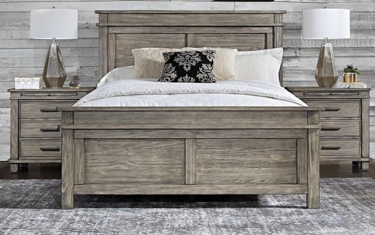 Hoot Judkins Furniture A America Solid Reclaimed Pine Wood Glacier Point Queen Panel Bed In Greystone Finish