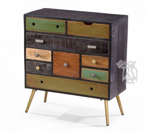 Coast To Coast Mango Wood Midnight Multi Color Mango 9 Drawer Chest