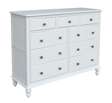 John Thomas Solid Parawood Wood Cottage Style 9 Drawer Dresser In