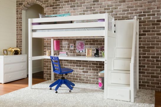 Maxtrix Solid Wood Framed Star11 High Loft Bed With Desk And