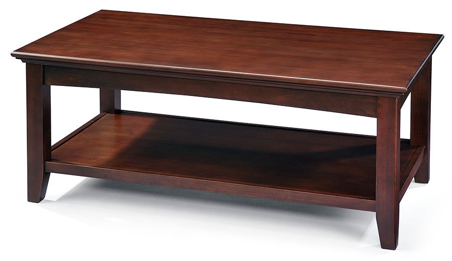 Alder Wood Mckenzie Coffee Table With Shelf In Cafe Finish Alder Wood Mckenzie Coffee Table With Shelf In Cafe Finish